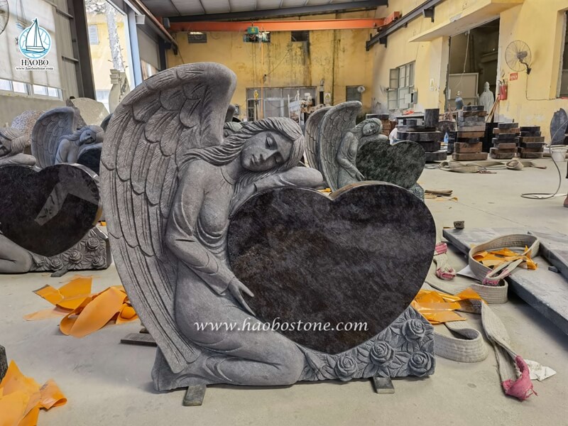 bahama blue granite angel headstone