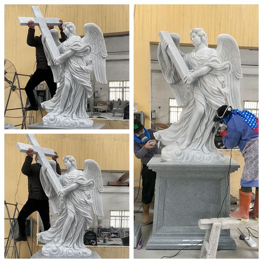marble angel cross statue