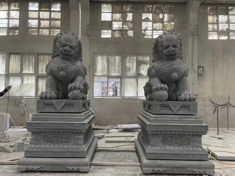 stone lion carving