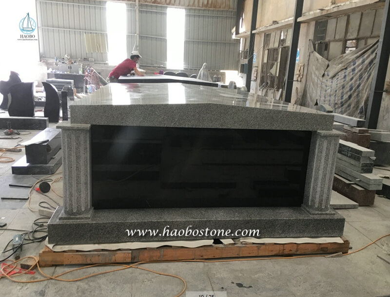 grey granite mausoleum,customized granite headstone, 1 or 2 crypts mausoleum