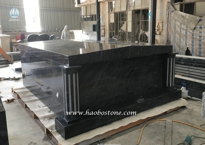 grey granite mausoleum,customized granite headstone, 1 or 2 crypts mausoleum