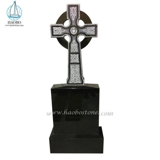 India Black Celtic Cross Carved Headstone