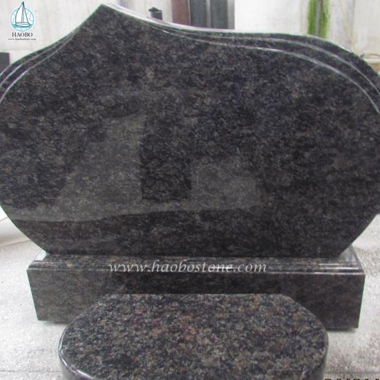 Natural Granite Saphire Brown Simple Design Funeral Gravestone