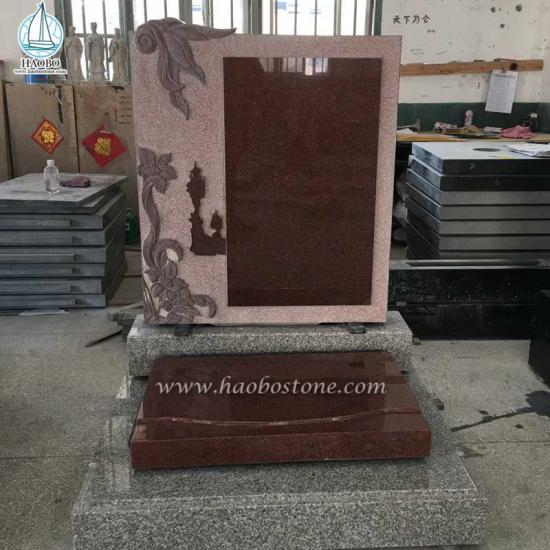 Chineses Style Red Granite Funeral Tombstone