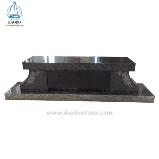 Black Granite Flower Engraved Bench