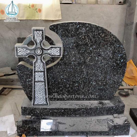 Blue Pearl Celtic Cross Tombstone