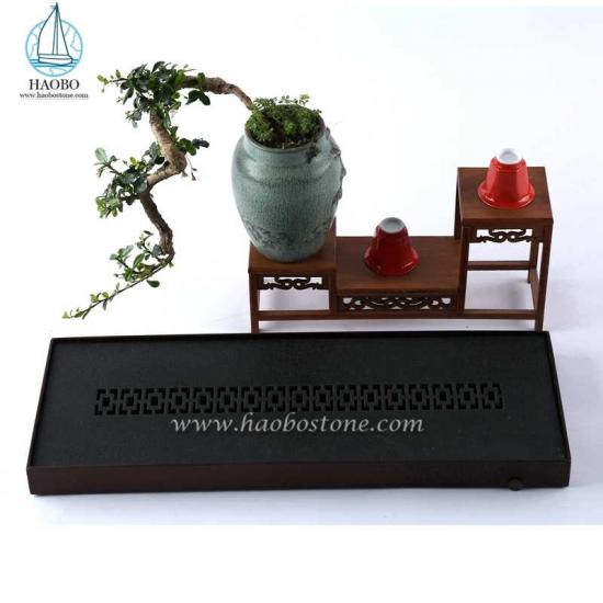 Black Granite Stone Tray Rectangular Tea Tray