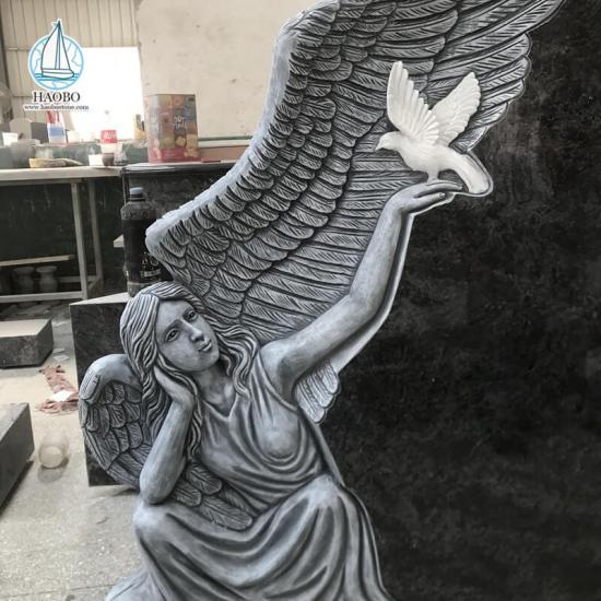 Angel with Dove Carved Tombstone