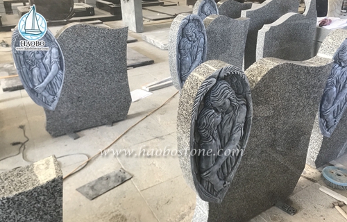 Angel carved tombstone produced by Haobo Stone Industry.
