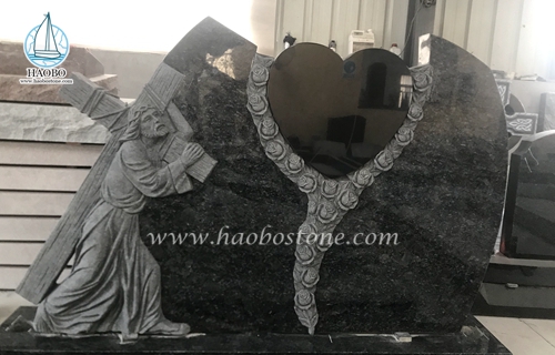 Customized Jesus with Heart Carved Tombstone.