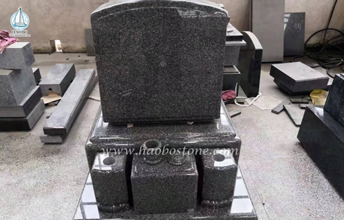 Haobo Stone New Gravestone Material Dark Gray Granite.