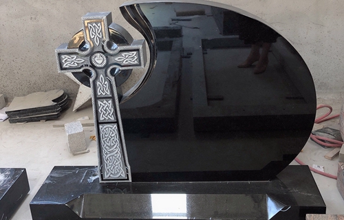 European Style Gravestone--Celtic Cross Carving.